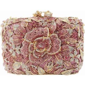 Luxurious Pink and Gold Floral Clutch